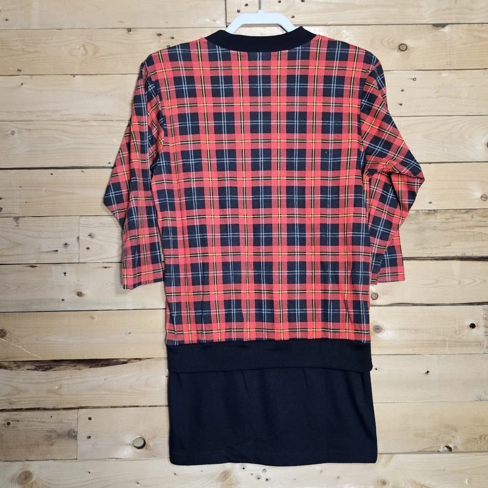Vintage 90s Dress 12 School Preppy Y2K‎ Tartan Plaid Crest Academia - Picture 5 of 10